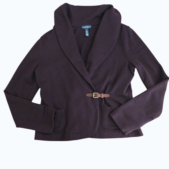 Ralph Lauren Chocolate Brown Cotton Knit Blazer Jacket M - Picture 6 of 7